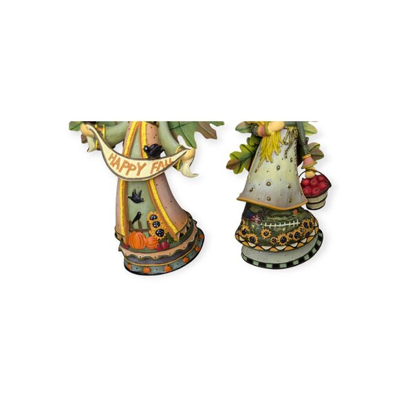 Joelson Industries Fall Angels Figurines Metal Leaf Wings Apples Sunflowers-2 - Picture 5 of 13